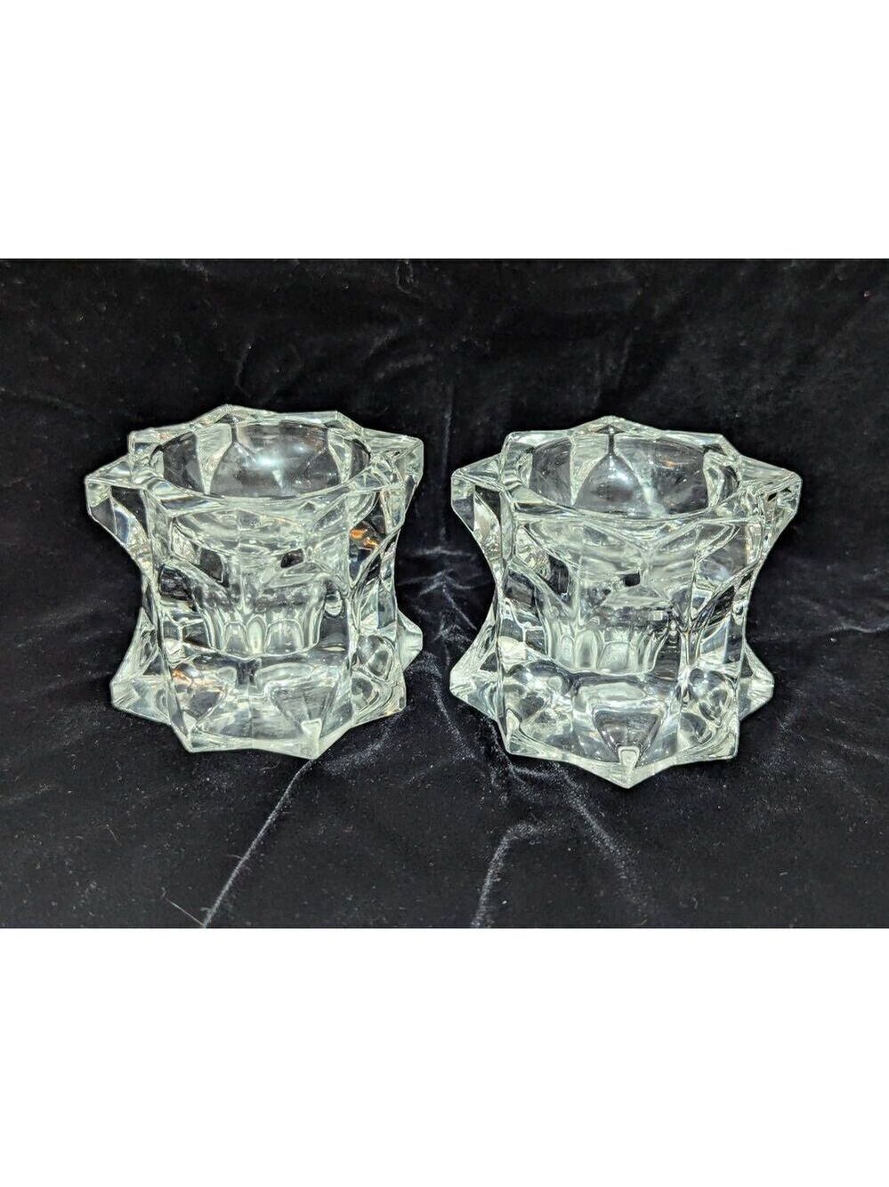 Mikasa Sparkling Star Pattern Lead Crystal Pair Candle Glass Holders